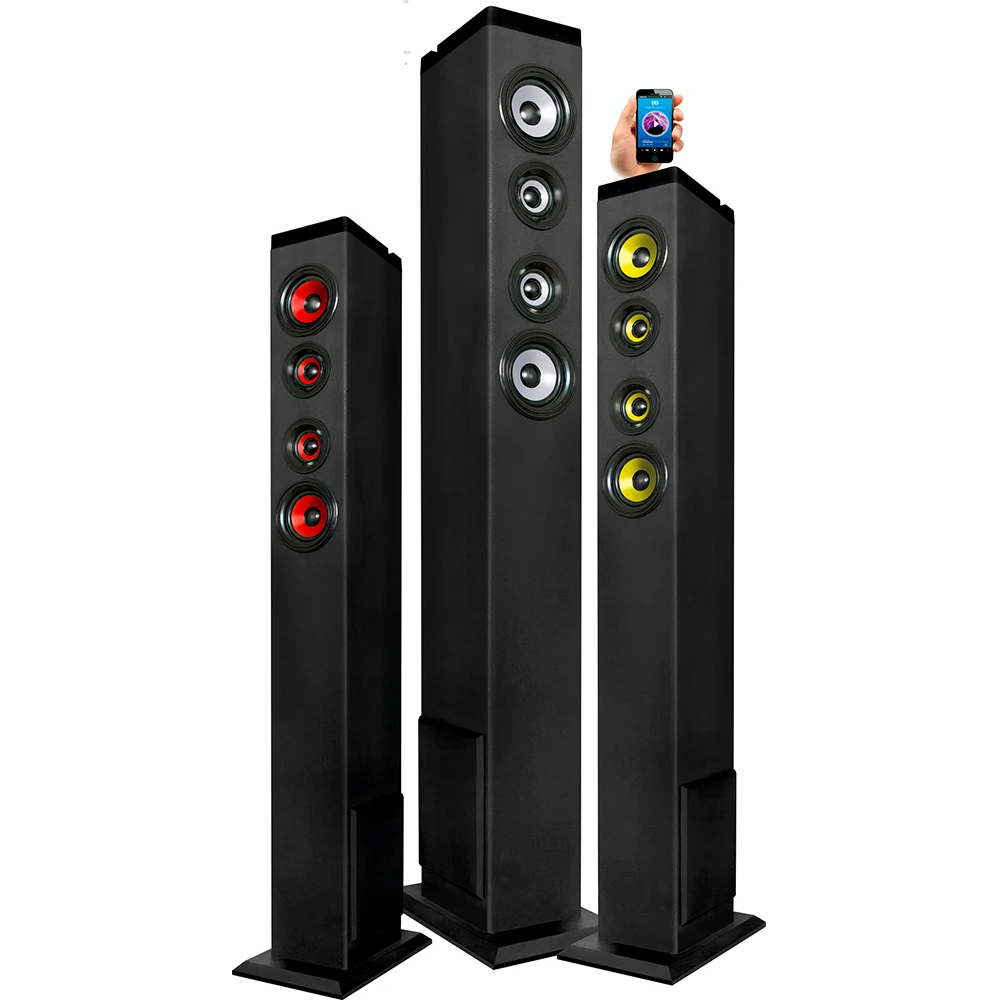samtronic 2.1ch floor standing speaker tower home theatre system speaker with FM USB TF wooden tower speaker FM Radio