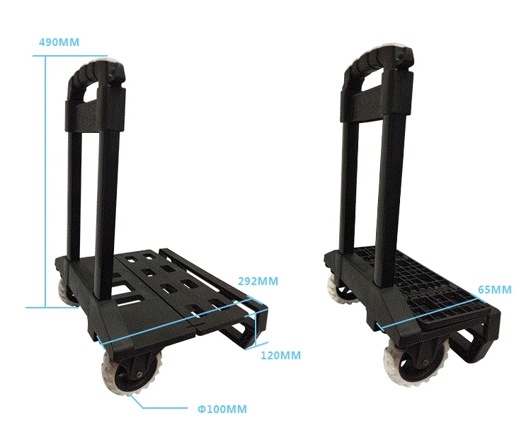 36kg Load Weight 2 Wheels Telescopic Trolley Handle Folding Luggage Trolley Cart for Ice Bag