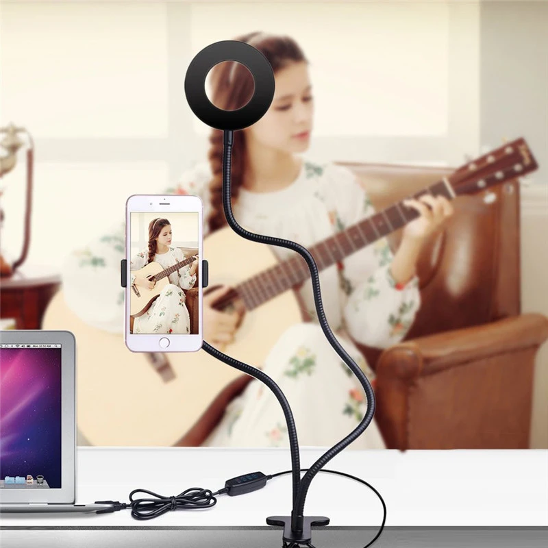 
Universal cell phone Stand led selfie ring light For Live Stream Video Chat 