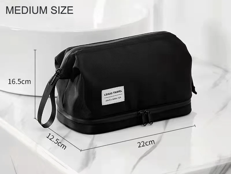 Mens hand pouch cosmetic bag with zipper and hook navy customized carrier bags for makeup products nylon from Alibaba website