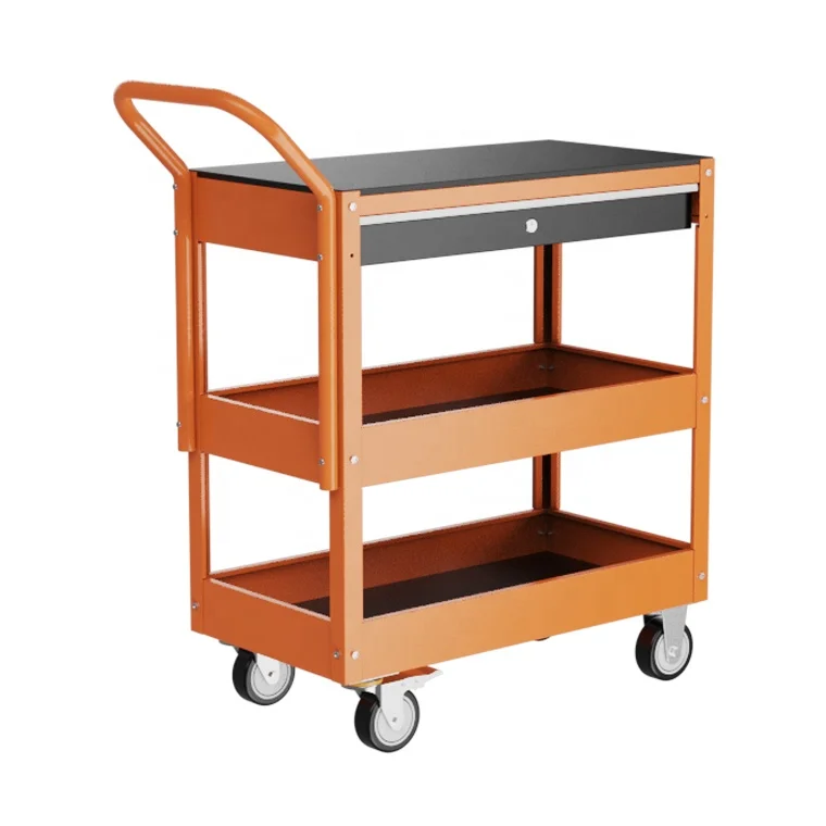 Three-Layer Rolling Auto Repair Tool Cart Hardware Trolley Mobile OEM Supported Workshop Cart with Wheels