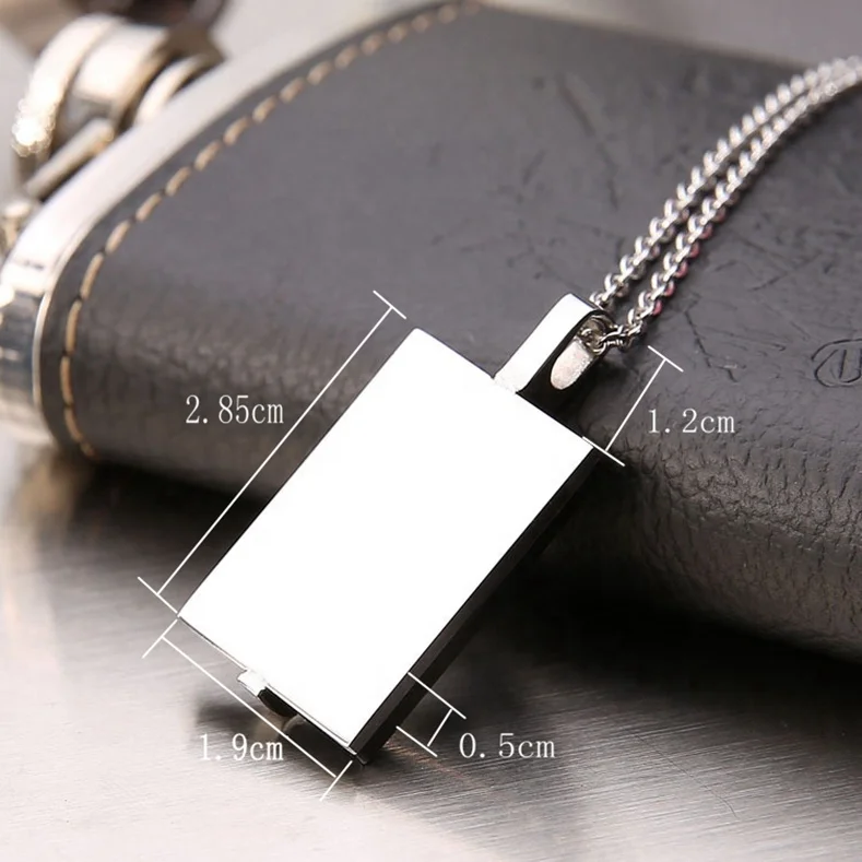 Wholesale Latest Design Tungsten Carbide Square And Plain Pendant Necklace For Men
