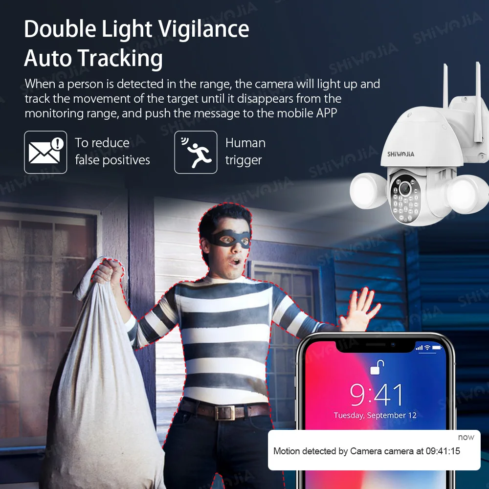 Tuya Wireless Ptz CCTV Security Kamera  Exterior Inteligente WIFI Audio 360 Alexa 1080P IP  Network camera