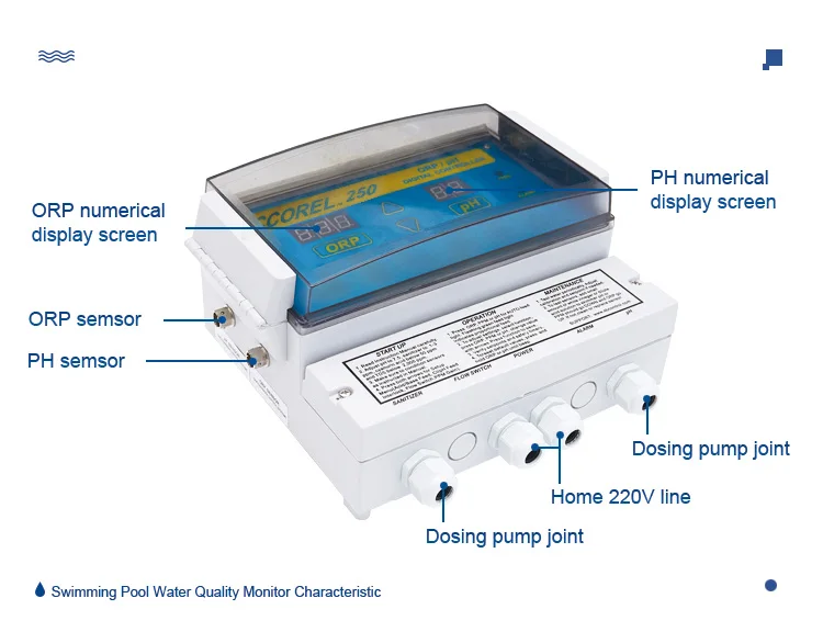 Hot Sale High Quality Pool digital Controller Water Ph Orp Monitor for Swimming Pool