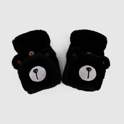 Cute girls polar fleece fingerless thermal fluffy fur animal women gloves in winter