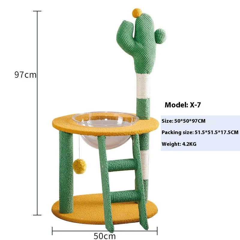Cute Cat Activity Tree House Cactus Shape Sisal Post Small Cat Scratcher Cotton Material Cats Toy Dogs Halloween Christmas