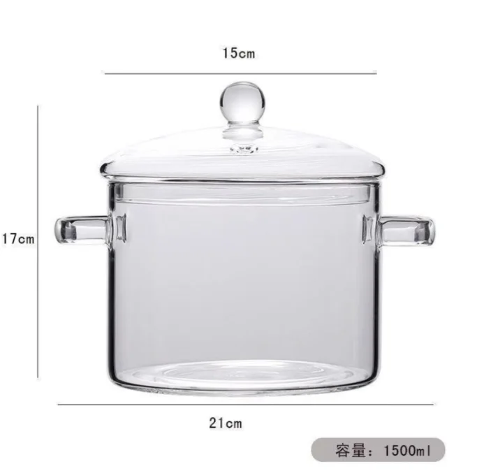 Hot sale high borosilicate soup pot clear glass pan  heat resistant  can be used for domestic