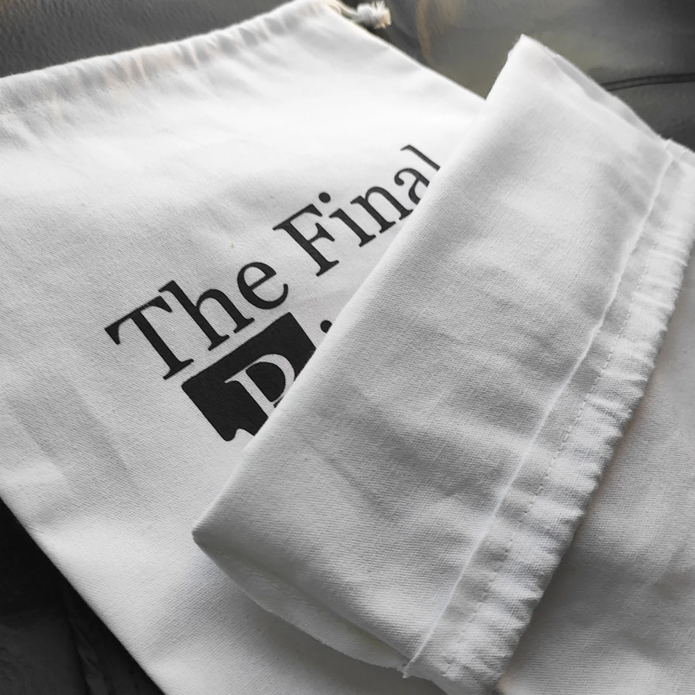 Reusable Eco friendly Custom logo drawstring pouch canvas cotton tote large round dust handbag Bag