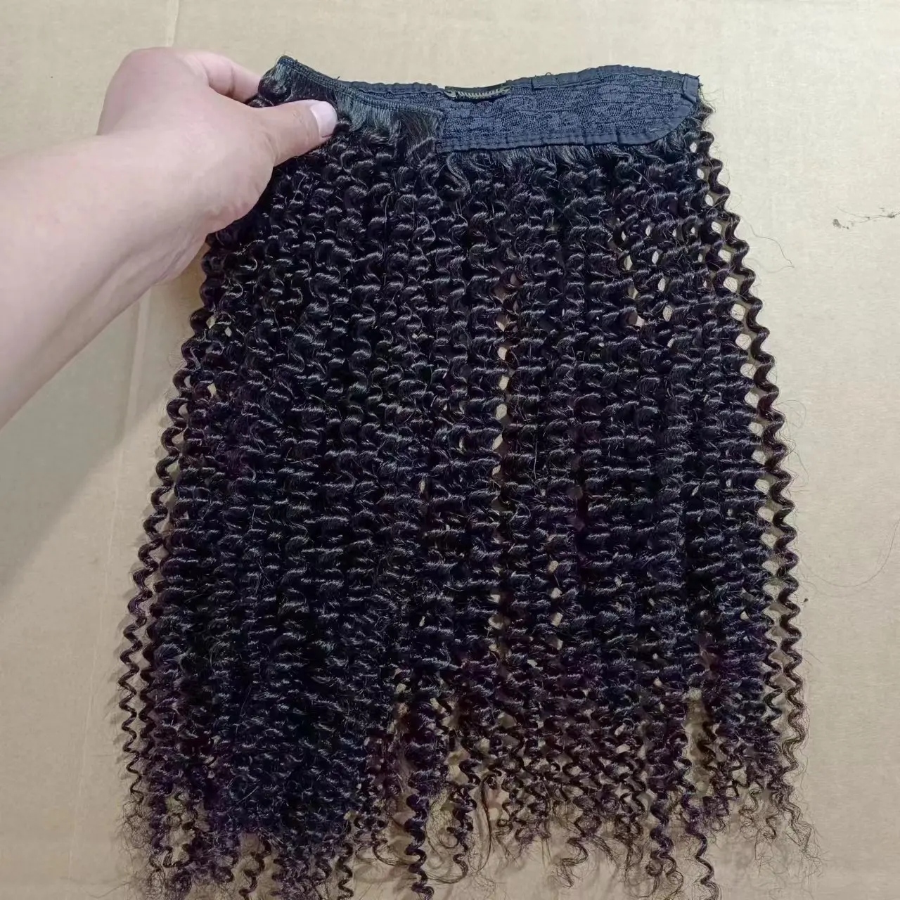 Silky curly clip in Hair One Piece Halo Invisible Headband Wire Remy Halo Hair Extensions Human Hair