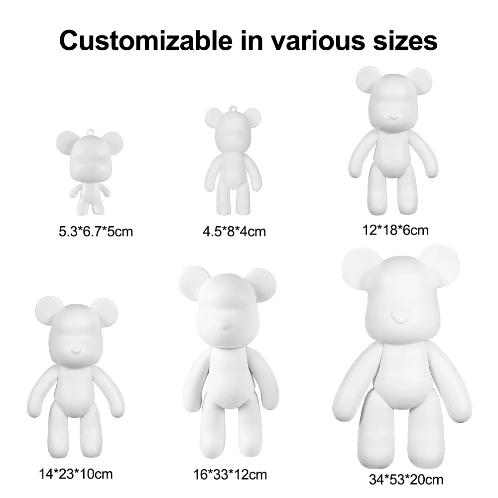 KHY 2024 Tiktok Hot Sale Fluid Violent Bear Doll Ornaments Creative Gift Diy White Embryo Enamel Liquid Bear