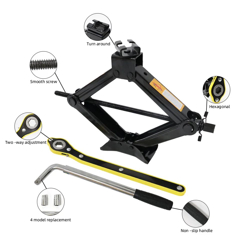 Factory manufacturing hot selling 1 ton scissor car jack with hand crank