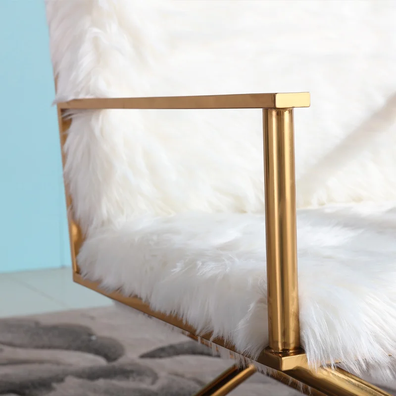 2021 light luxury single living room lounge chair with golden metal frame high-end appearance imported wool living room chair