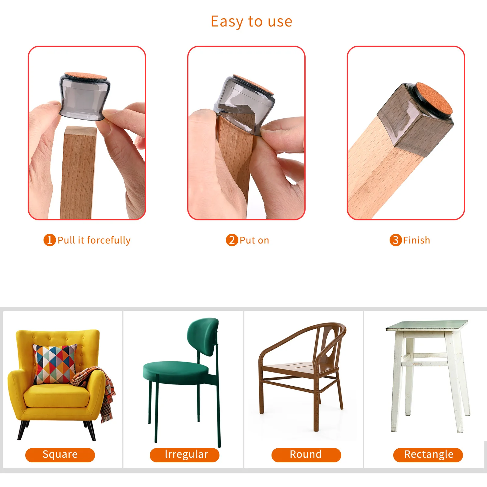 Silicone chair leg floor protectors with felt base chair leg caps chair leg protectors for hardwood