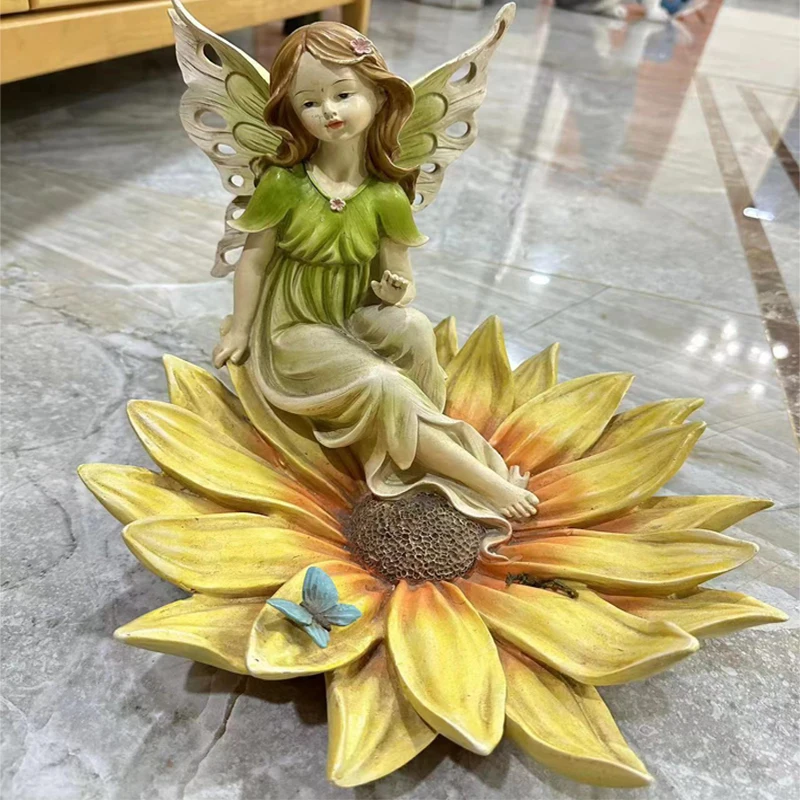 Garden Statues Outdoor Flower Fairy Decor Resin Statues Christmas Garden Fairies Ornaments Figurines for Outside home Gift Shop