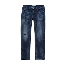 Factory Price Fashion damage Design Men Jeans Wholesale Custom Skinny Style Jeans Homme Ripped Pattern Man Blue Jeans