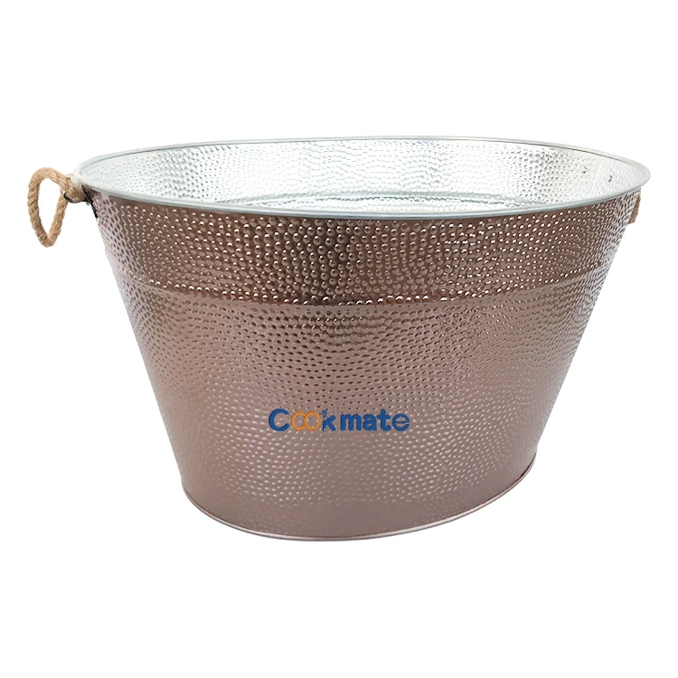 Набор ведра для льда с двойными стенками для домашней вечеринки, Металлическая емкость для пива и напитков с веревочными ручками
