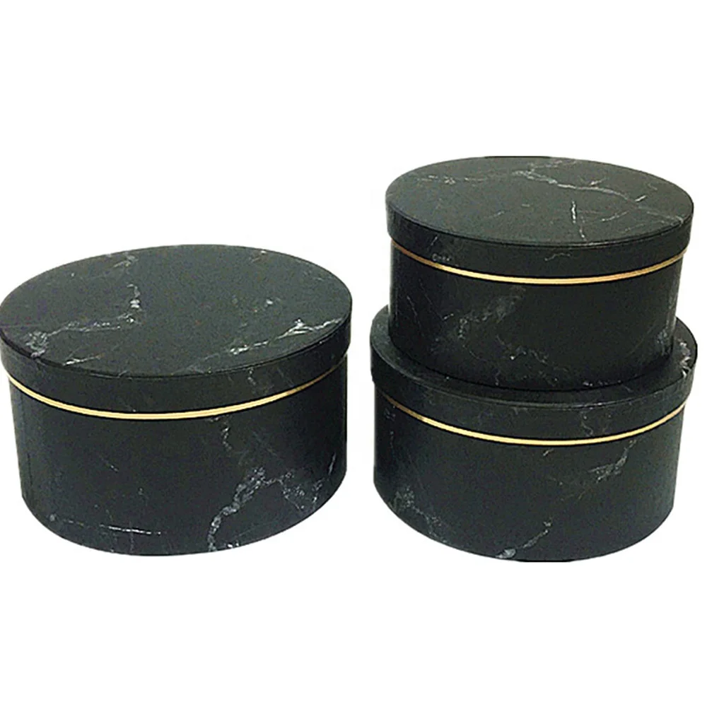 INUNION Premium Quality Home Decor White Marble Set of 3 Round Beautiful Practical Cardboard Mom Gift Arrangements Flower Boxes