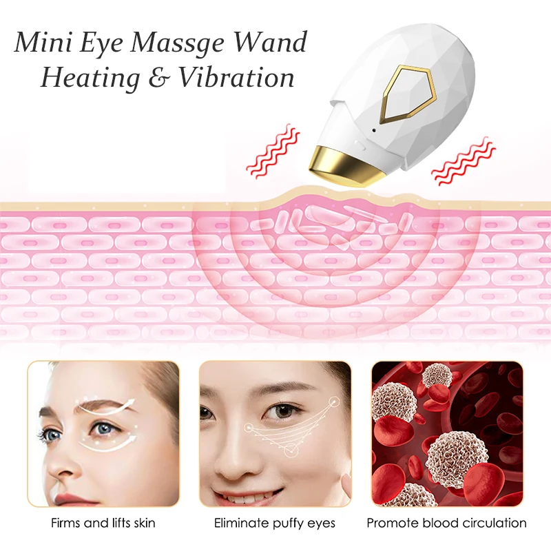 Home Use Beauty Eye Massager Equipment Pen Vibration Heating Eye Care Anti-aging Wrinkle Eye Bag Removal RF Beauty Device