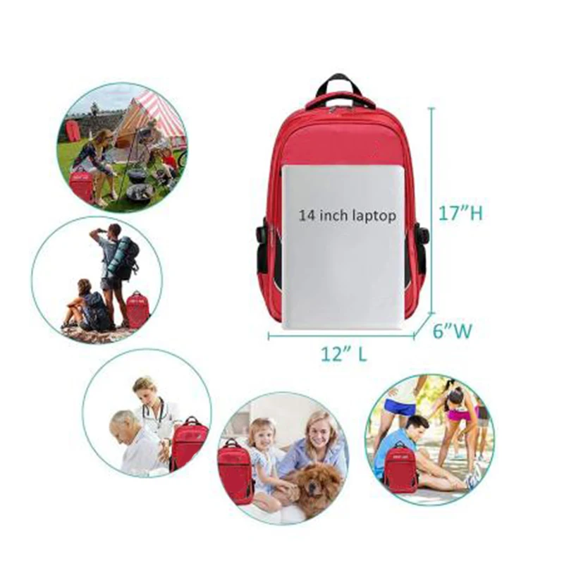 Custom First Aid Backpack Durable Red Empty First Aid Emergency Medical Bag