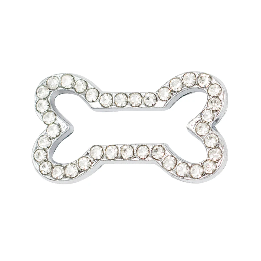 Wholesale 10mm Dog Bone Crystal Alloy Slider Charms  Beads For  Charm Bracelet Pet Collar DIY Jewelry Making