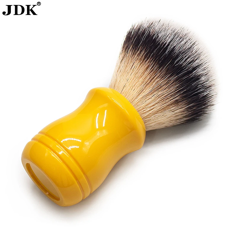JDK Shaving Brush with Ultra-Soft Synthetic Bristles and Faux Ivory Black Handle to use with Shave Cream for a Perfect Lather
