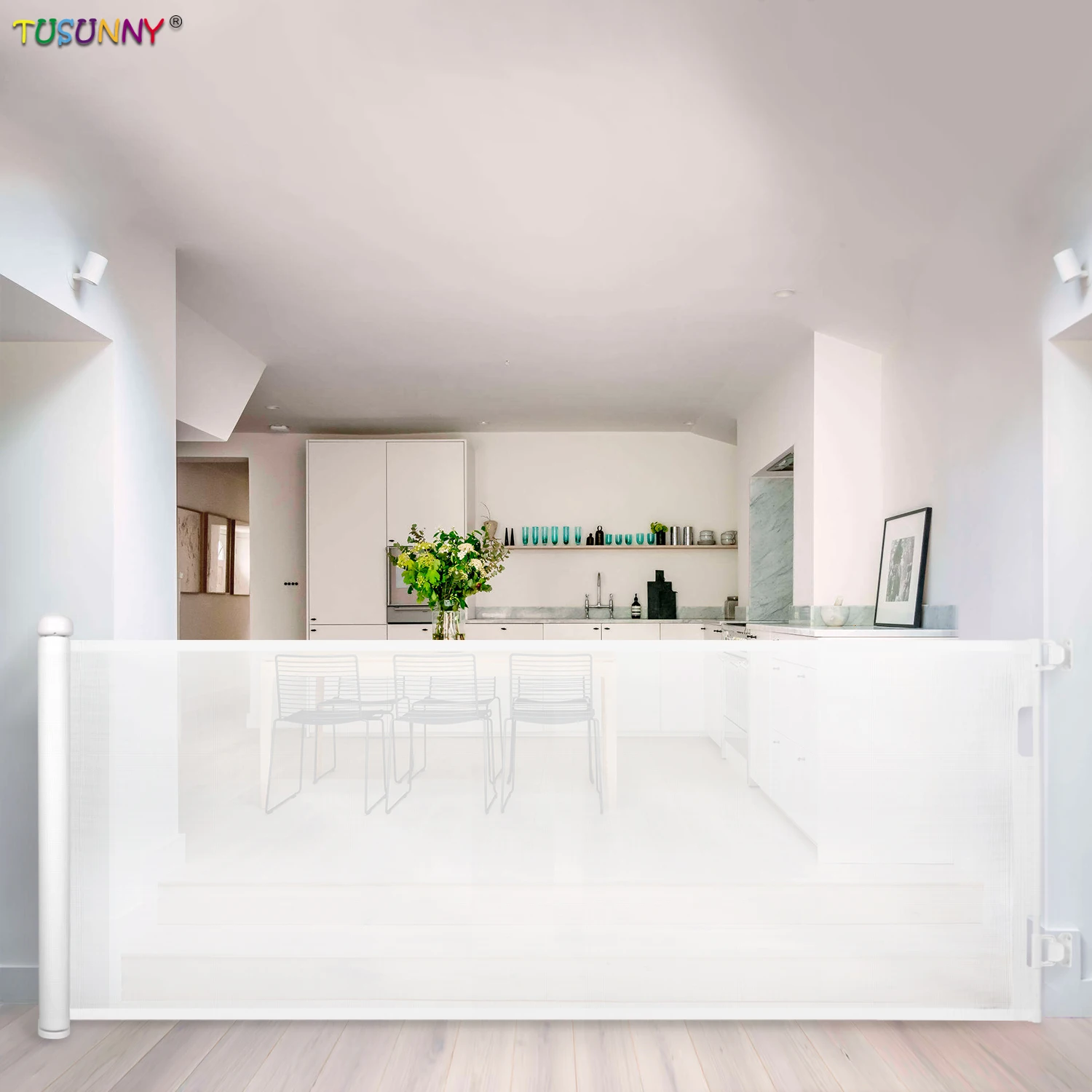 Child Safety Retractable Gate Baby Gates for Stairs Mesh Pet Barrier Mesh Gate