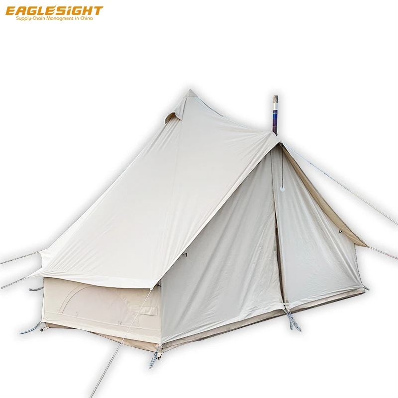 5 m Glamping Canvas Bell Tent Glamping Tent Waterproof Luxury Hotel Bell Canvas Tent Luxury Glamping for Family Party Hotel