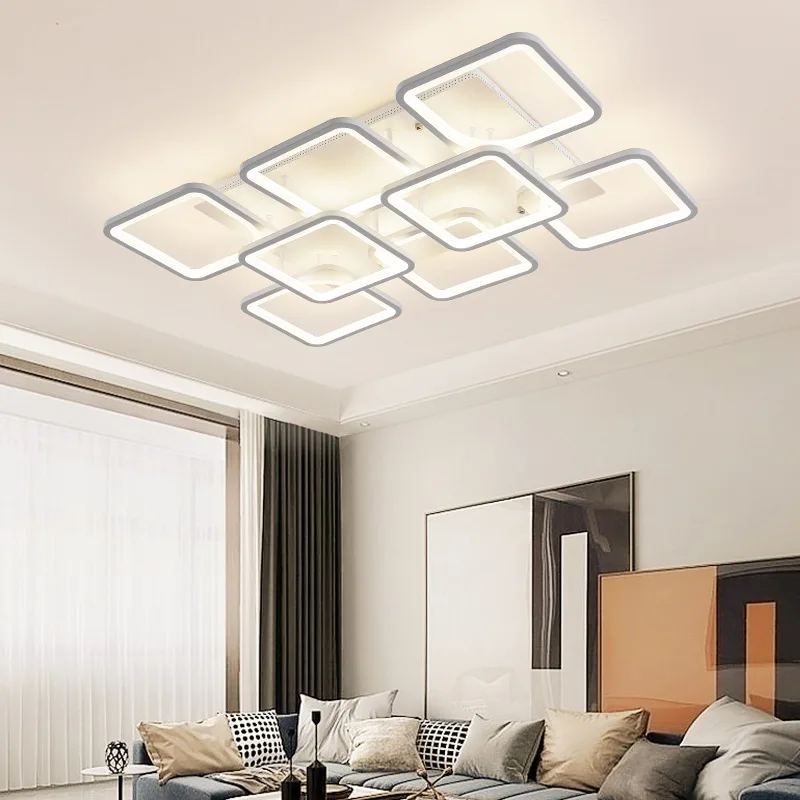 2023 Energy saving Rectangular Living Room Metal LED Ceiling Lamp Modern Surface Mounted Ceiling Lamp Black Natural Light