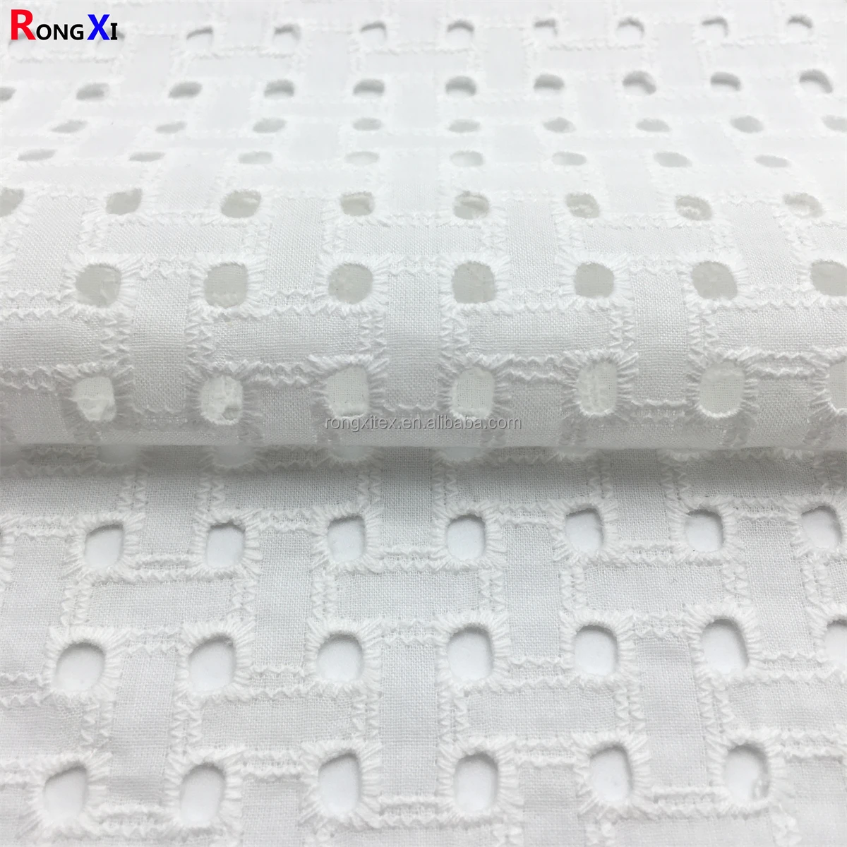 New Arrival Wholesale RXF0536 Geometric Figure Austrian Designs Swiss 100 Cotton Eyelet Embroidery Fabric 2025