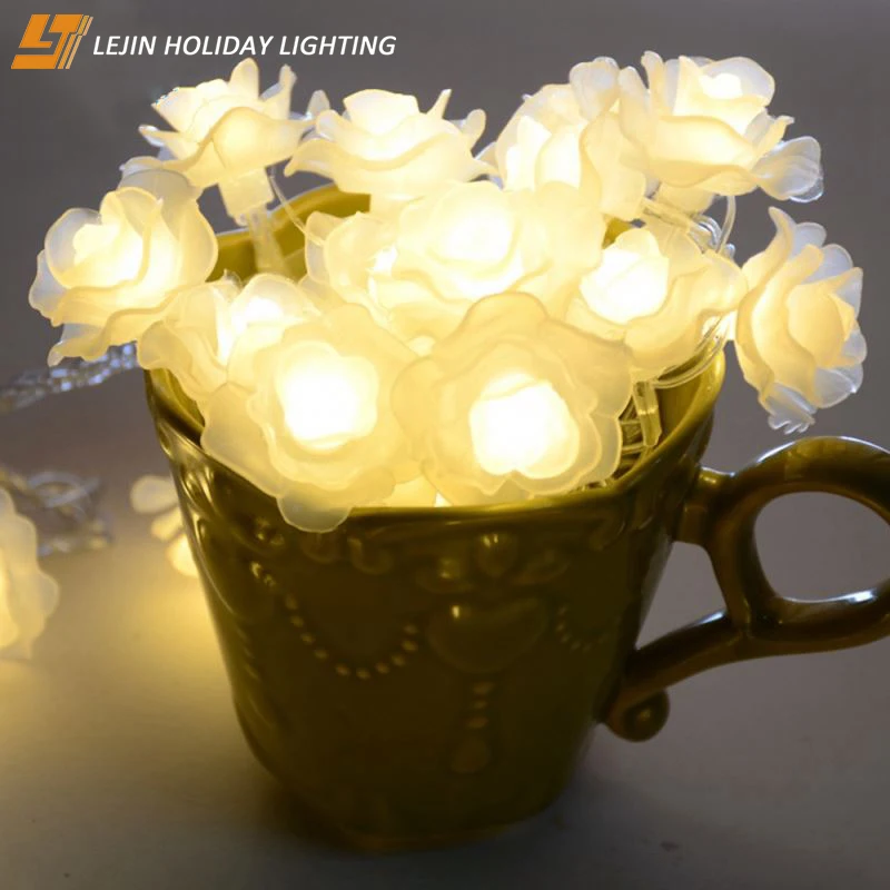 Lejin 5 м 20 светодиодов роза цветок ПВХ зеленый светодиод Фея на Рождество