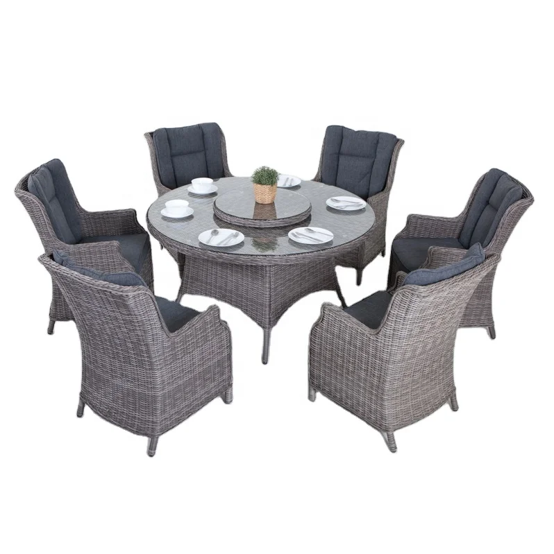 8pcs Rattan Alu Outdoor Furniture Set Dining Table and Chair