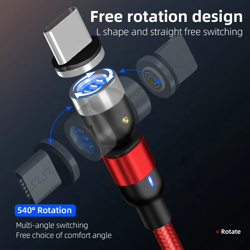  Магнитный usb-кабель для быстрой зарядки кабель типа C магнитное зарядное устройство Micro USB мобильного телефона шнур новый поворот на 360 +