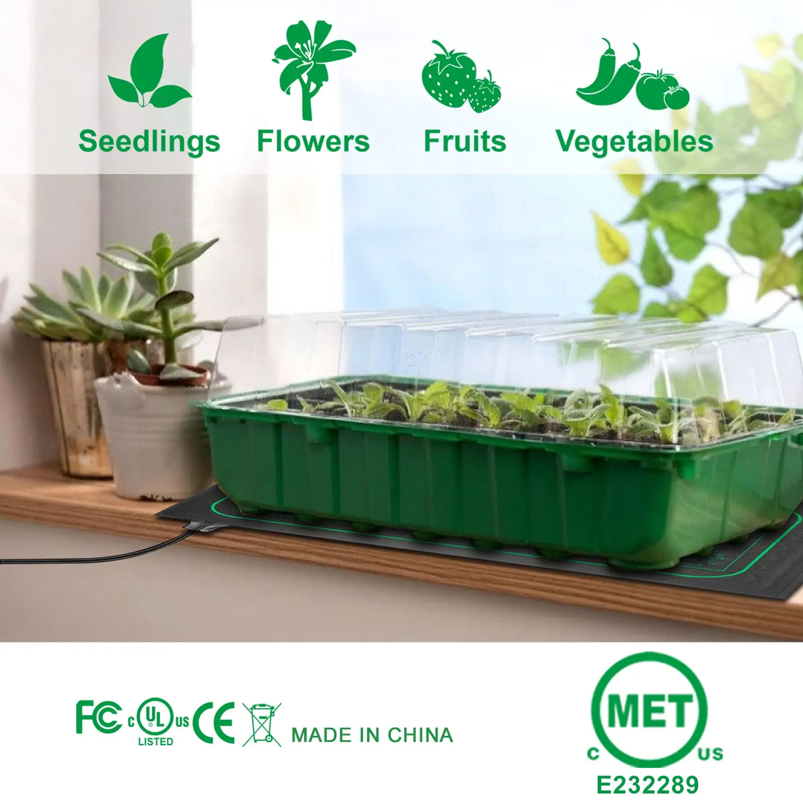 Seed Starting Waterproof Heating Pad Indoor Plants Germination Seedling Heat Mat