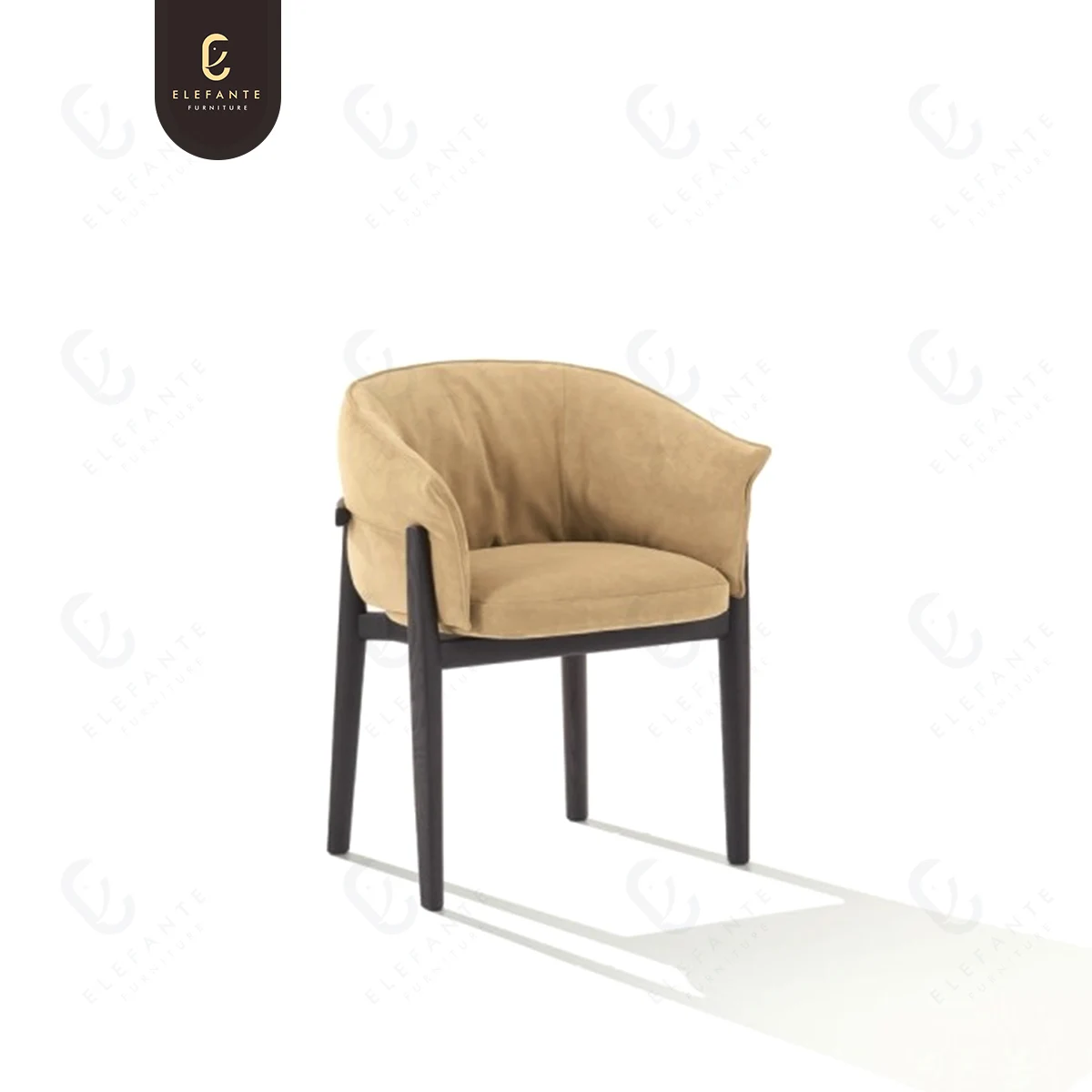 Italian Light Luxury Design Style Modern Brown Upholstered Microfiber Leather And Ash Solid Wood Leisure Chair For Living Room