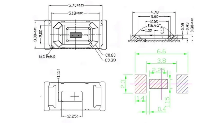 3V 6V 9V 18V 36V High pressure 3030 5050 2835 White+Warm white Chip SMD 3030 0.5W 1W Bi-color SMD LED chip