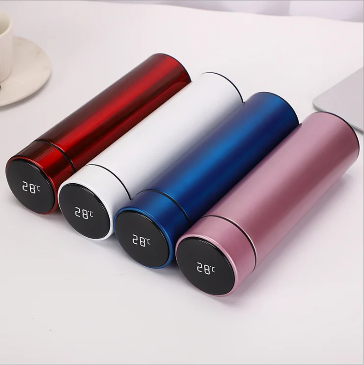 kinsda stainless steel thermo water bottle designer time marker reminder with led temperature display vaccum flask  smart bottle