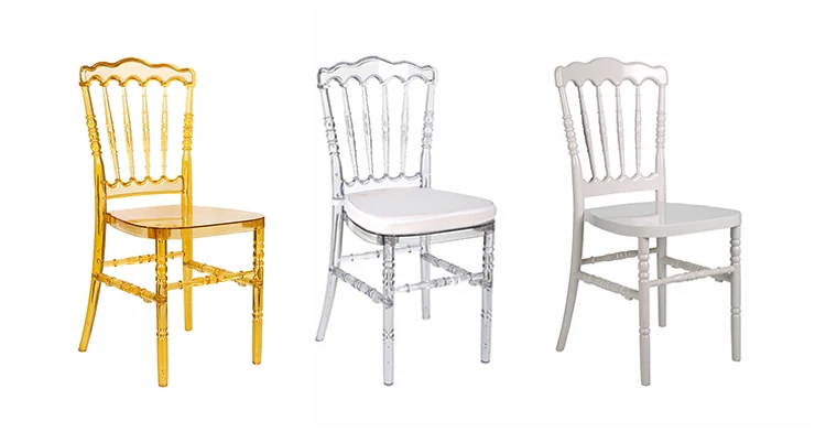 Wholesale Hot Sell  Dining Durable Stacking Chivari White Plastic Resin Restaurant Napoleon Chairs for Events Weddings Party