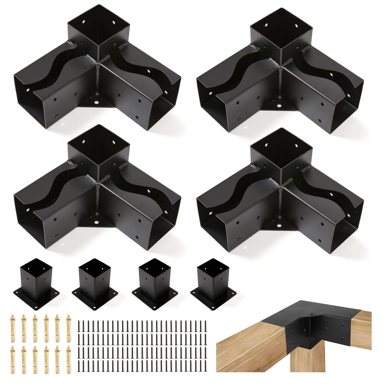 Pergola Bracket Durable Steel for Wood Corner Bracket Outdoor Garden Pergola Kit Brackets