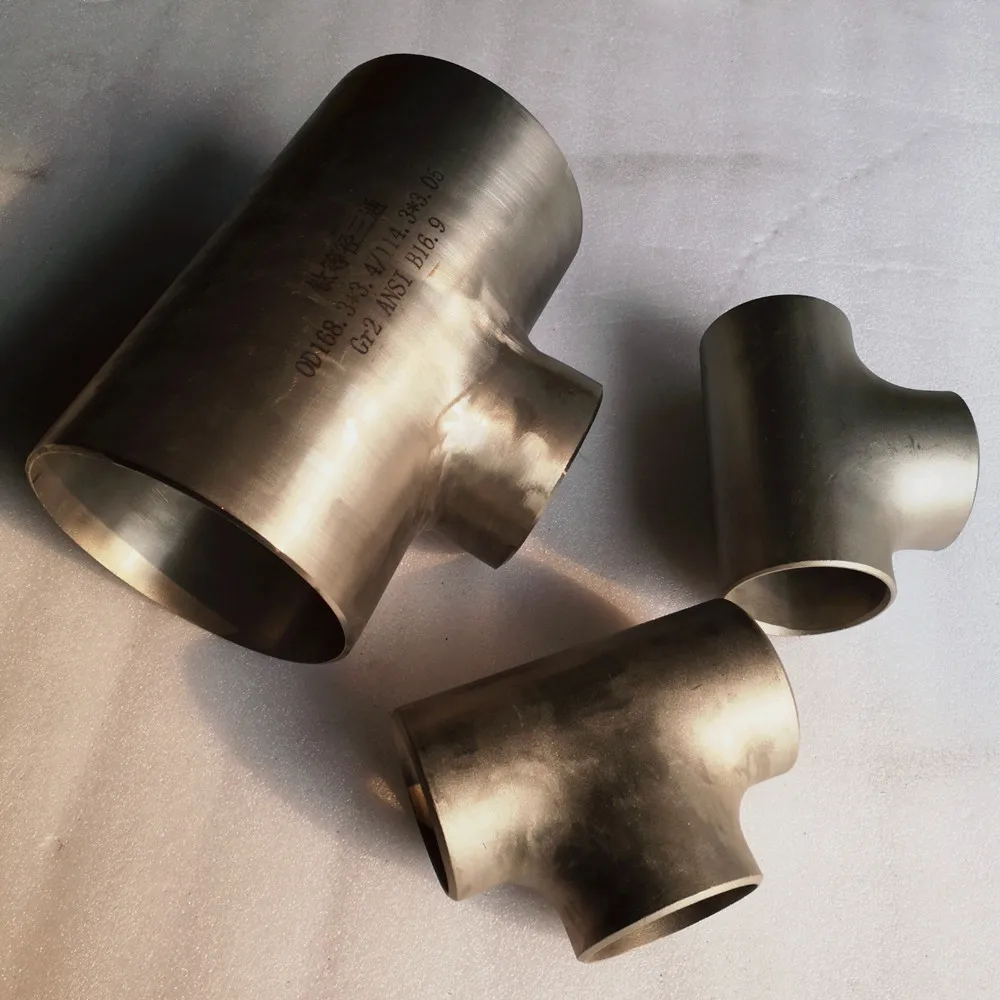 Titanium Tee ASTM B363 WPT2 Welding Pure Gr2 Pipe Fittings