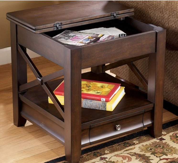 Knock down Wooden Chairside Storage Table Space saving End Table