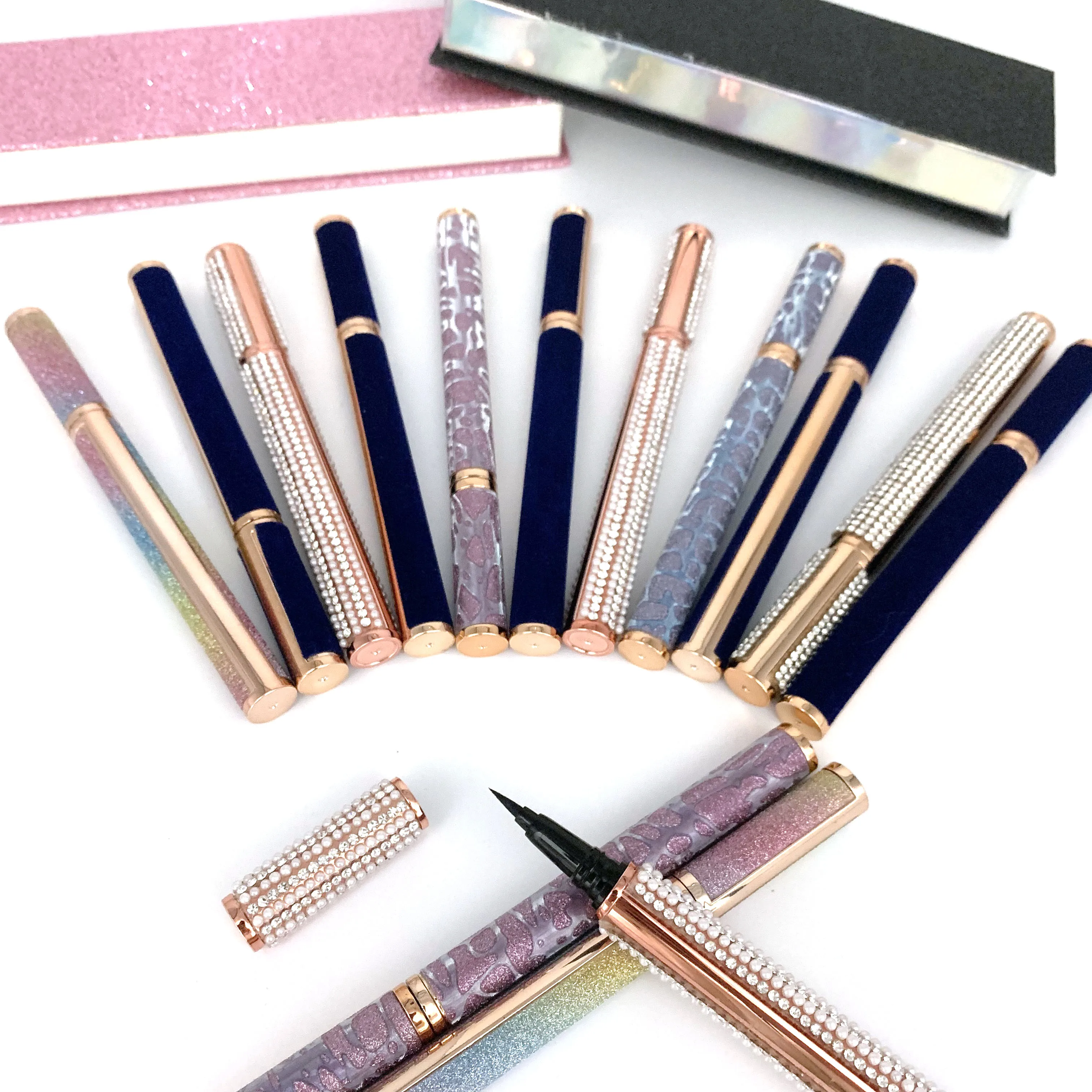Custom Label Self adhesive Liquid Eyeliner Lash Gule Pencil Magnet-free Glue-free Waterproof Makeup Pen