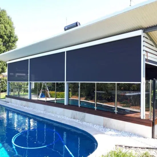 Customized Thick Metal Track Automatic Smart Drive Exterior Zip Track Outdoor Electric Roller Blinds Patio Blind