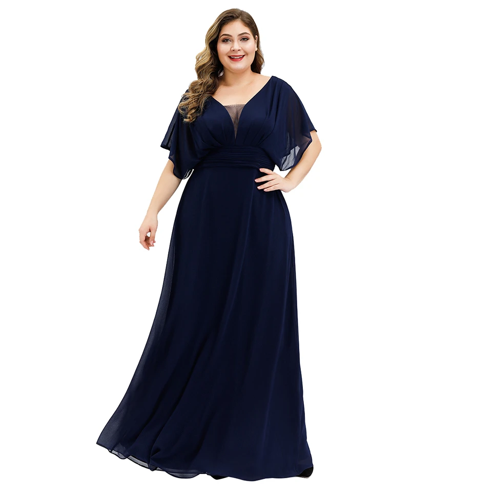 Summer New Plus Size V-neck Bridesmaid Dresses in Solid Color and Elegant for Sister Groups
