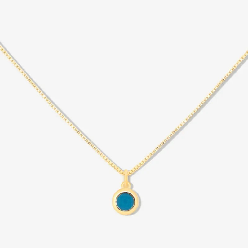 New December Birth Stone Necklace Jewelry Birth Stone Round Pendant Necklace Women Copper Plated Gold 18K Necklace
