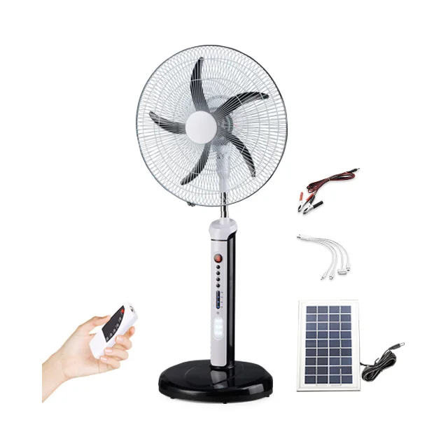 18 inch 12v battery AC DC stand fan china rechargeable fan led lamp