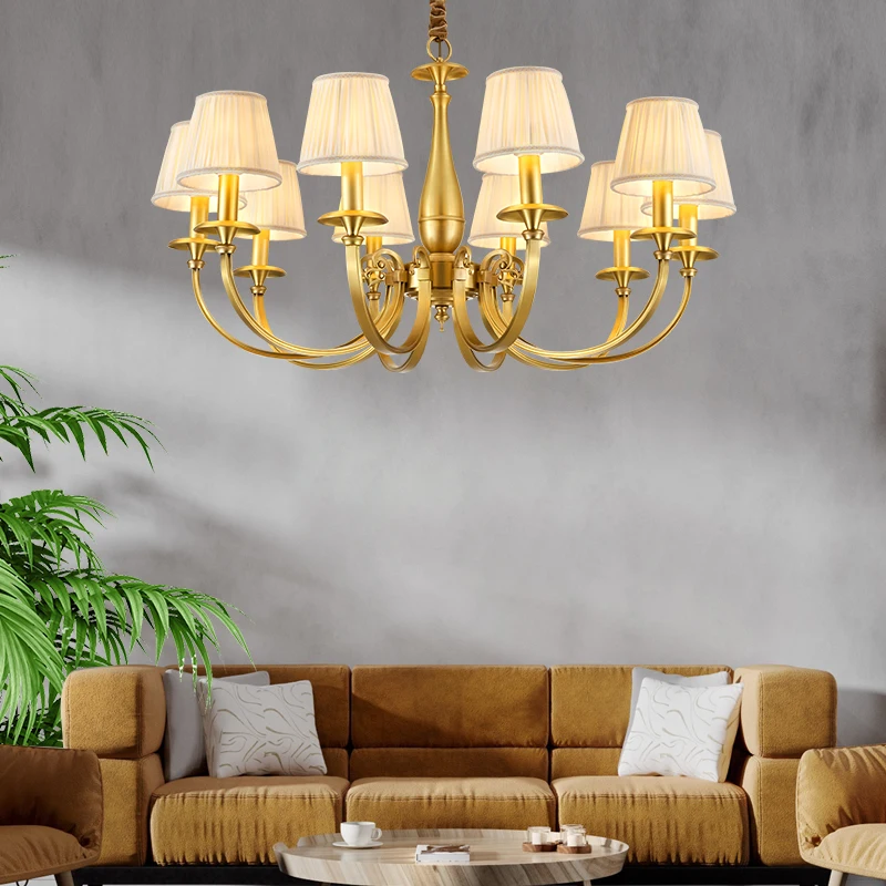 American brass chandelier atmospheric living room lamp dining room lamp simple study bedroom creative personality art chandelier
