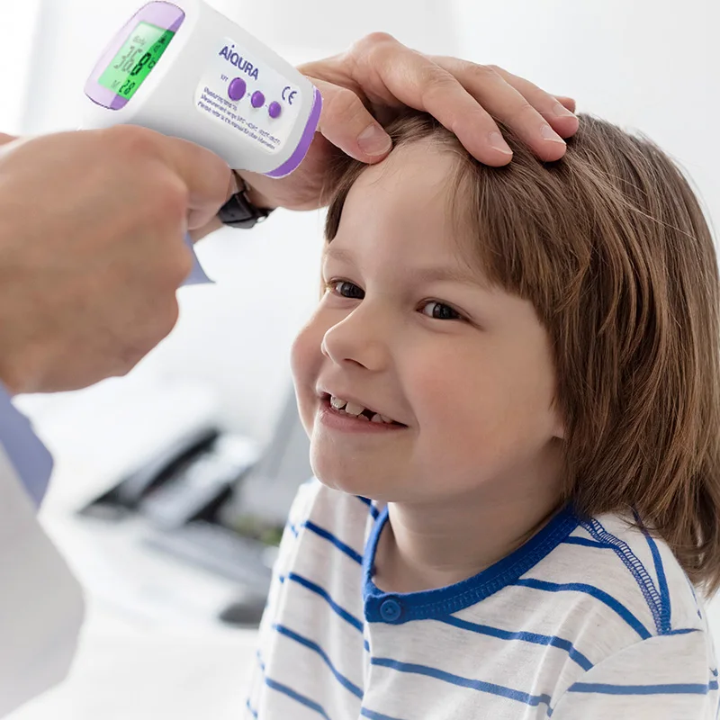 Portable Digital Infrared Forehead Thermometer - Medical-Grade Contactless Fever Scanner with Alert and Illuminated Display