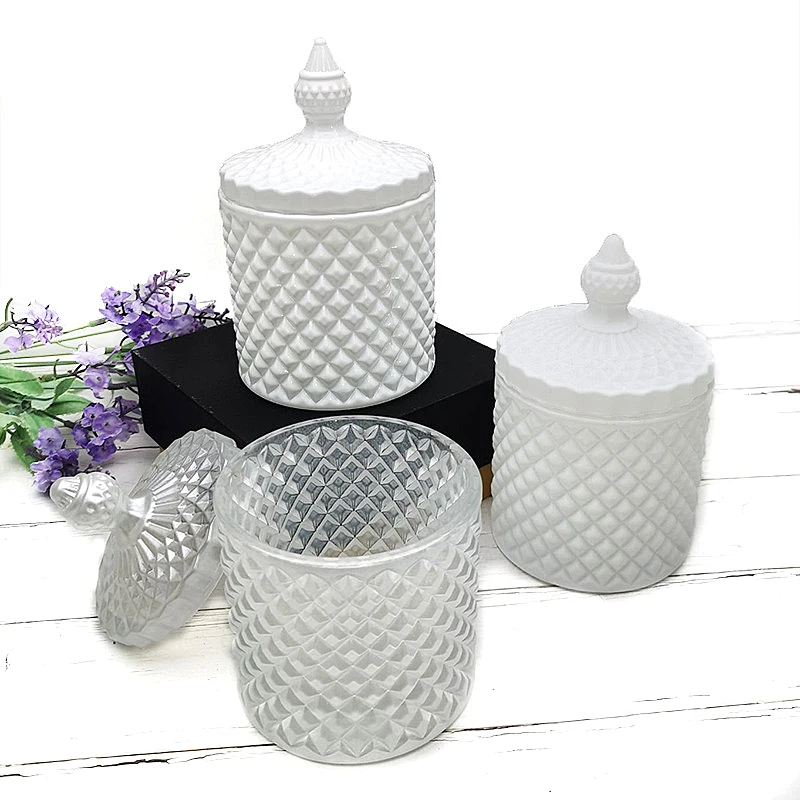 Wholesale10 oz luxury pearl white empty glass candle jars for candle making with lids and gift box in bulk