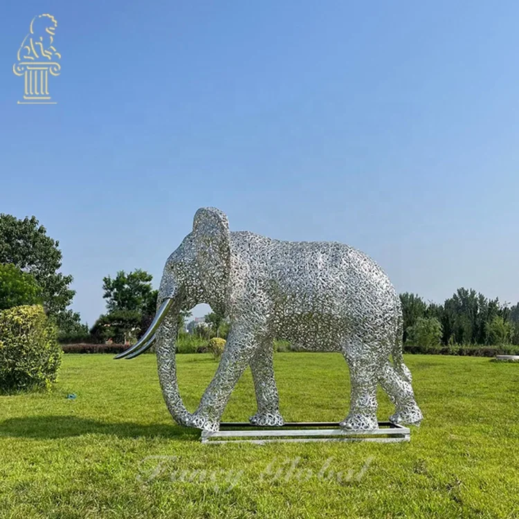 Animal Sculpture Statue Fancy Large Stainless Steel Decorative Metal Customized Deer Cattle Horse Elephant Abstract Outdoor Free