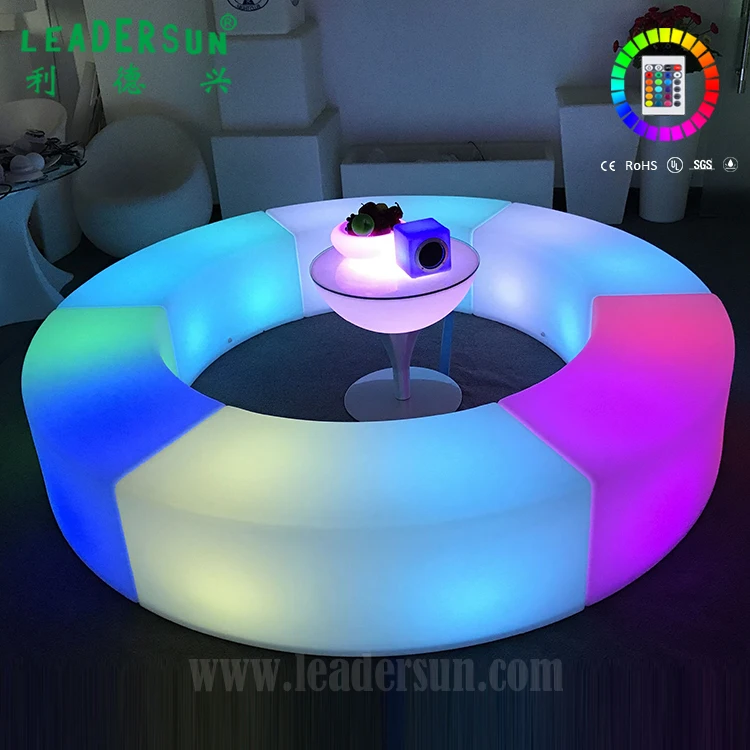 Night Club Long Bench Stool with Remote Control Led Light up Cube Stool Chair Sofa Set 16 Colors Bar Chair Change Plastic Modern